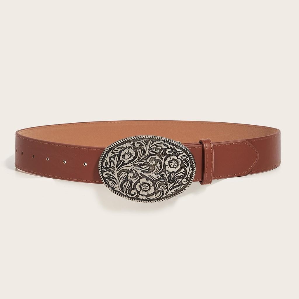 Retro Vintage Womens Pu Leather Belt With Alloy Buckle For Casual Fashion