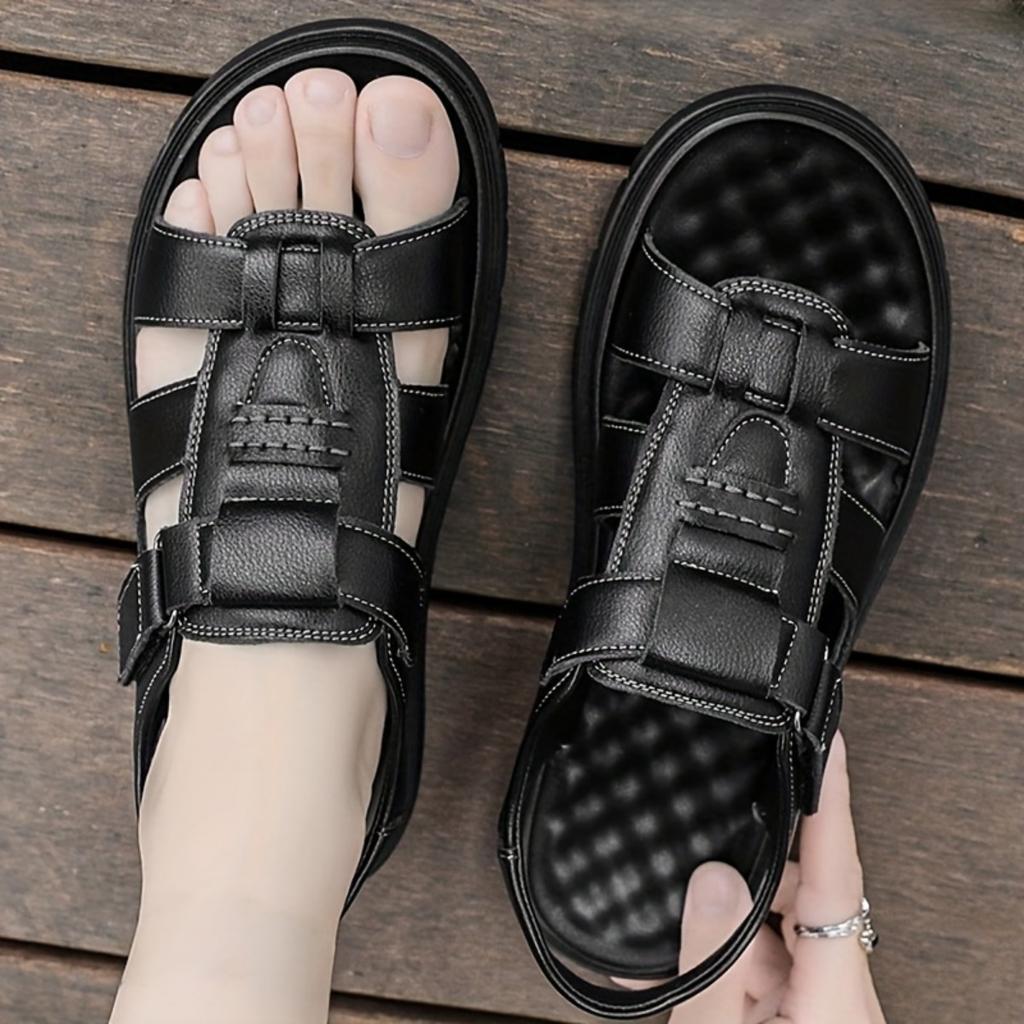 Men's Adjustable Breathable Beach Sandals - Dual Wear Driving&Casual Outdoor Shoes, Brown/Black Summer Suitable, Fashionable Design