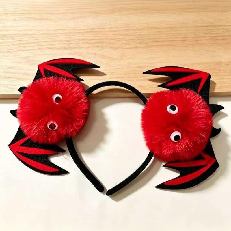 Halloween Bat Wing Pom Pom Headband Cute Monster Eyeball Hair Hoop Cosplay Costume Party Photo Hair Accessories For Kids Women