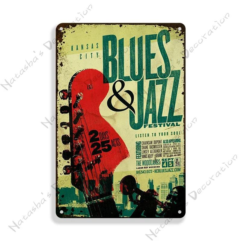Classic Blues Metal Tin Sign Music Metal Poster Garage Cafe Wall Decor Old Fashion Metal Plaque Vintage Poster Wall Plate