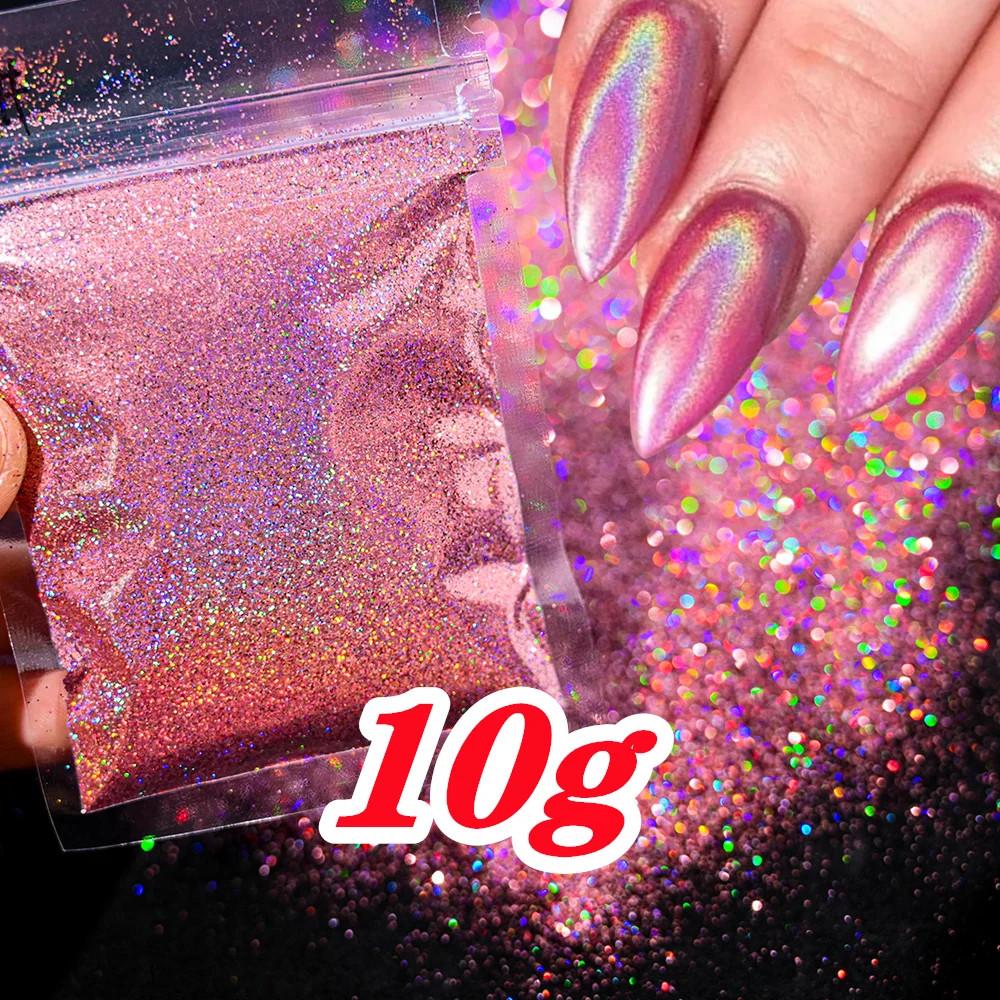 

Laser Holographic Rainbow Nail Glitter 0.2MM Sparkly Nails Glitter Powder DIY Nail Art Decoration