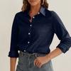 IHUASU Women's Fashion Casual Solid Color Print Long Sleeve POLO Neck Blouses & Shirts Unique Design