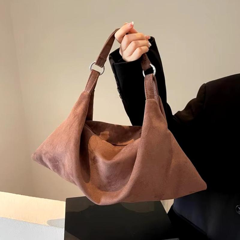 Frosted Vintage Women's Bag Large Capacity Shoulder Bag Solid Color Simple Casual Commuter Bags Autumn Retro Crossbody Bag CLE