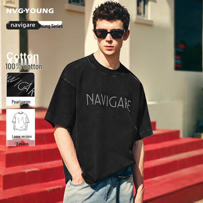 NVG·YOUNG Men s Distressed Cotton Round Neck Short Sleeve T-Shirt 2XL