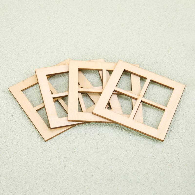 Multi Styles Dollhouse Miniature Wooden Window Frame Diy Accessories Doll House Toys