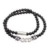 Cross Black Bead Necklace for Men ko Onyx Stainless Steel Magnetic Closure [Silver One] [Length 50cm]