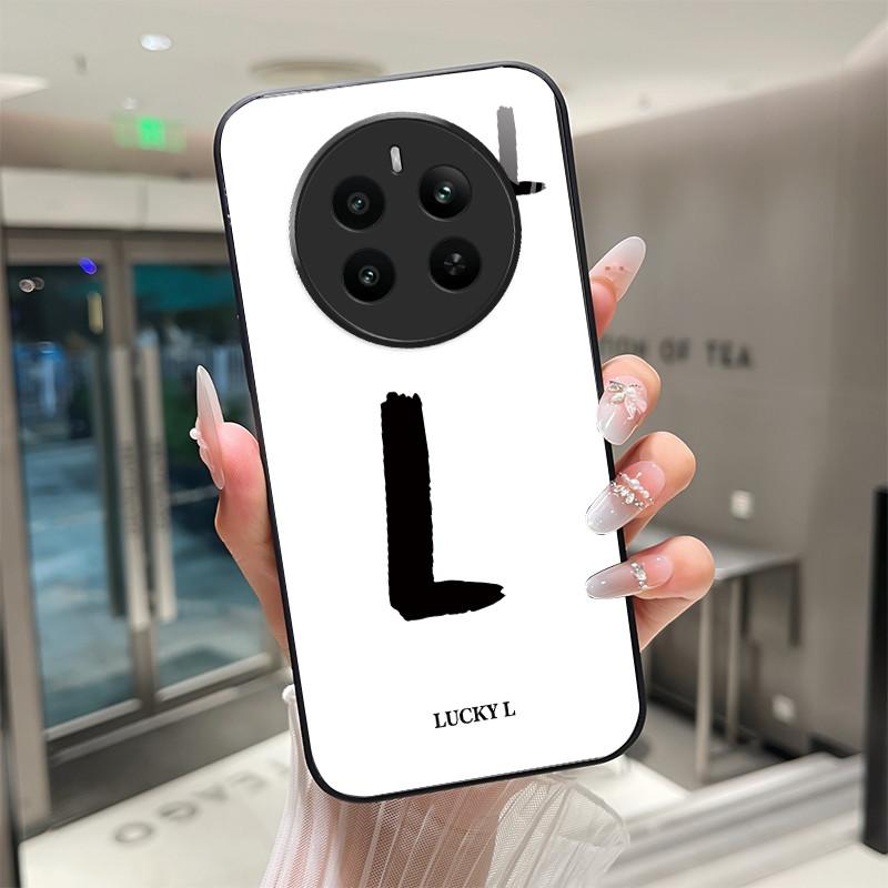 

For Realme 12 4G Case RMX3871 Lucky Letters Tempered Glass Phone Cases On Realme12 4G Protect Bumper Cover Shell Coques 6.67 realme 12 4G