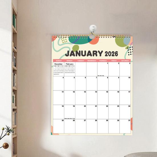 2026 Floral Wall Calendar Monthly Overview Thick Paper Calendar European American Style 12 Month Planner for Home Office School