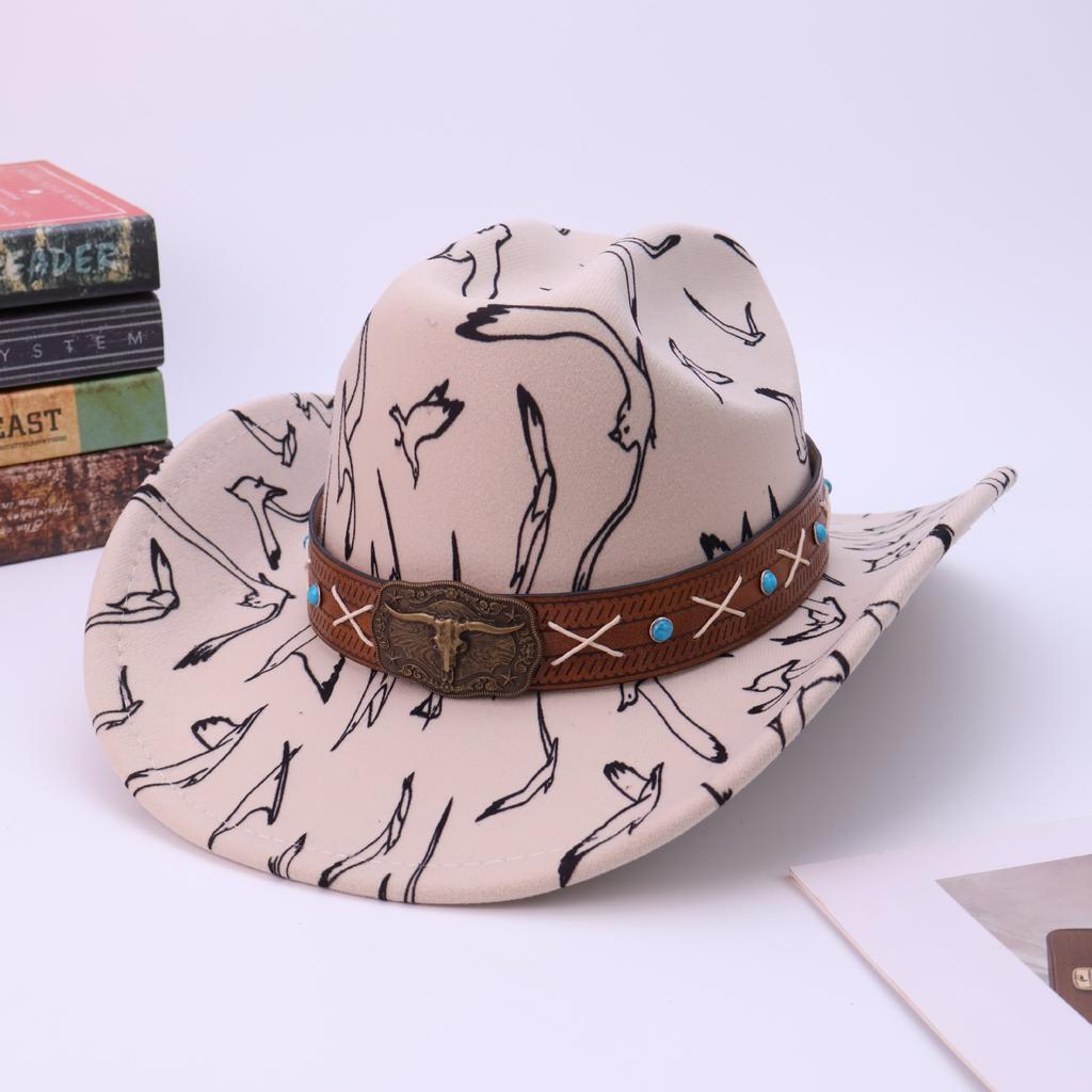 Hot-selling fashion top hat personalized bull head accessories western cowboy hat versatile jazz hat