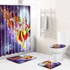 Christmas Home Door Mat Bathroom Toilet Shower Curtain Four-Piece Floor Mat Bedroom Absorbent Carpet