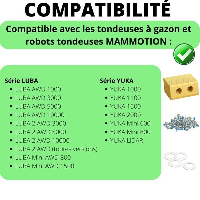 Lame de rechange pour robot tondeuse Mammotion Luba/Luba 2/Luba Mini/Yuka/Yuka Mini [Lot de 36 lames + 36 vis] Phonillico®
