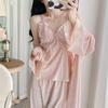 New golden velvet autumn and winter pajamas women's sexy backless suspender trousers set butterfly nightgown with chest pad air-conditioned clothes