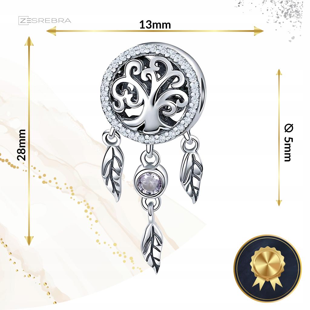 Dreamcatcher Charms 925 Bead Pendant Zircons Beads Tree