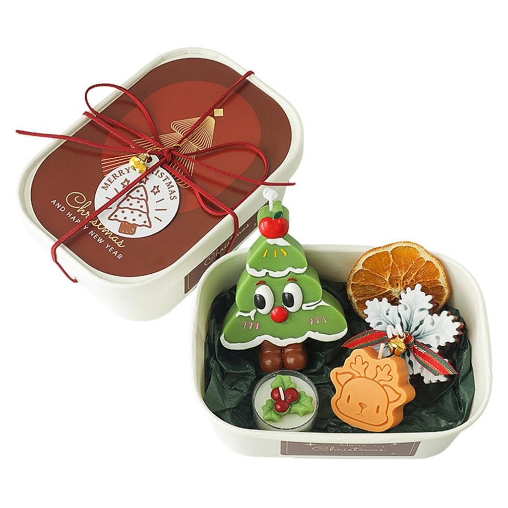 Christmas Candle Gift Set Festive Themed Aromatherapy Candle with Christmas Tree Reindeer Design Holiday Gift Accessory