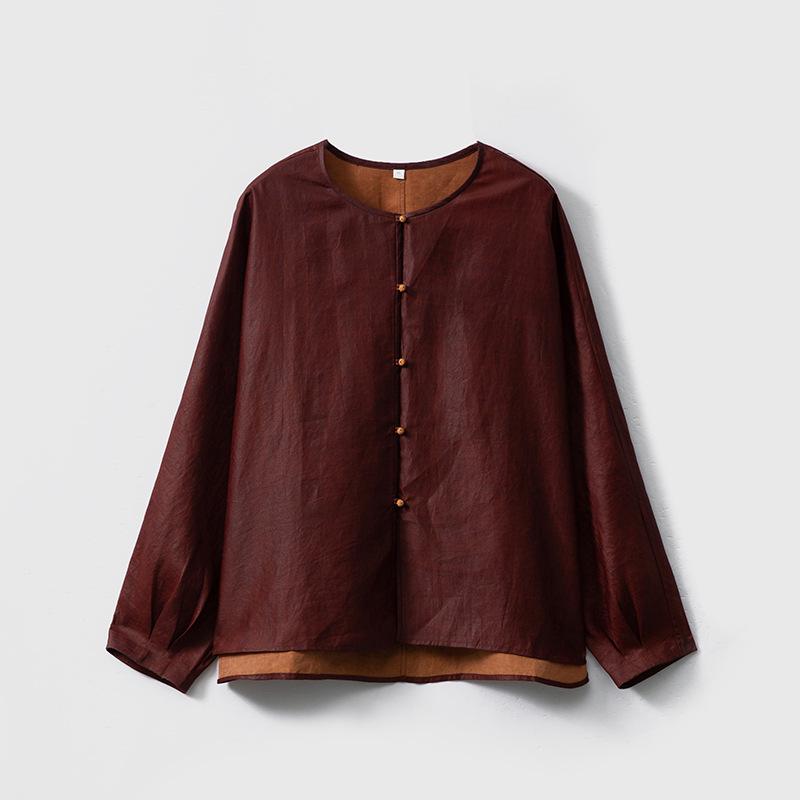 

Двусторонняя куртка свободного кроя с круглым вырезом из тутового шелка «Красное облако» XL красный/коричневый