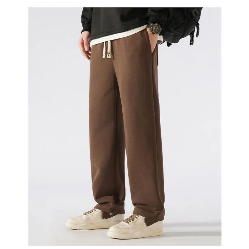 Men's Black Loose Sweatpants Double Drawstring Waist Casual Long Trousers for Lounge Wear