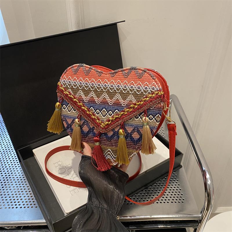 Popular National Style Love Bag for Women New Texture Crossbody Bag Ins Hand-woven Shoulder Bag
