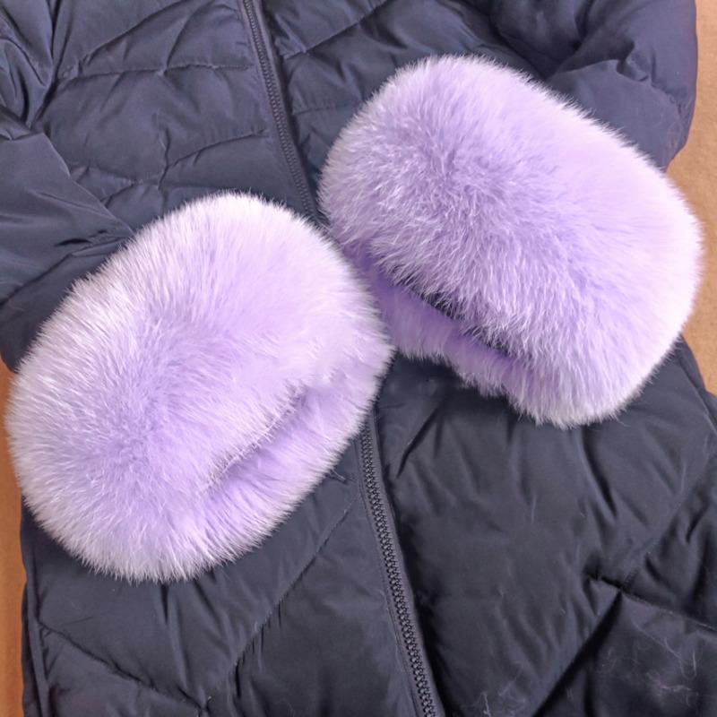 Real Fox Fur Cuffs Arm Warmer Winter Plush Windproof Women Wrist Cuff Sleeves Gloves Pompom Bracelet Wristband Sleeves Accessory