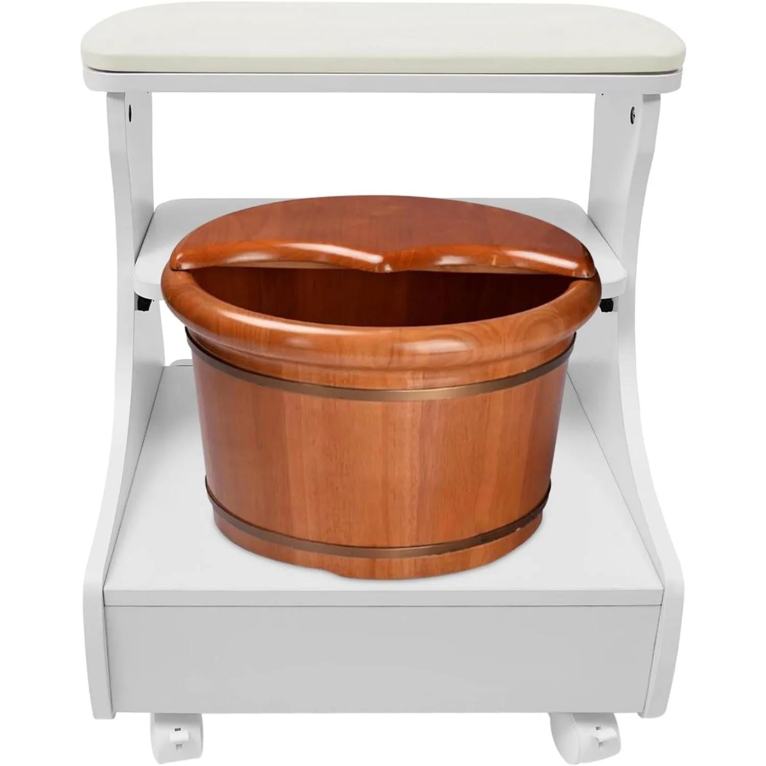 

Подставка для ног Педикюр Маникюр Мебель, Стул для ванночки для ног с 4 универсальными колесами с тормозами, Тележка для спа--процедур для ног, Подставка для ног для маникюра белый