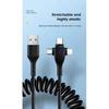 3 in 1 66W 6A Fast Charging USB Type C Cable Micro USB Spring Car Charger For iPhone Xiaomi  Samsung Phone Charger Cord