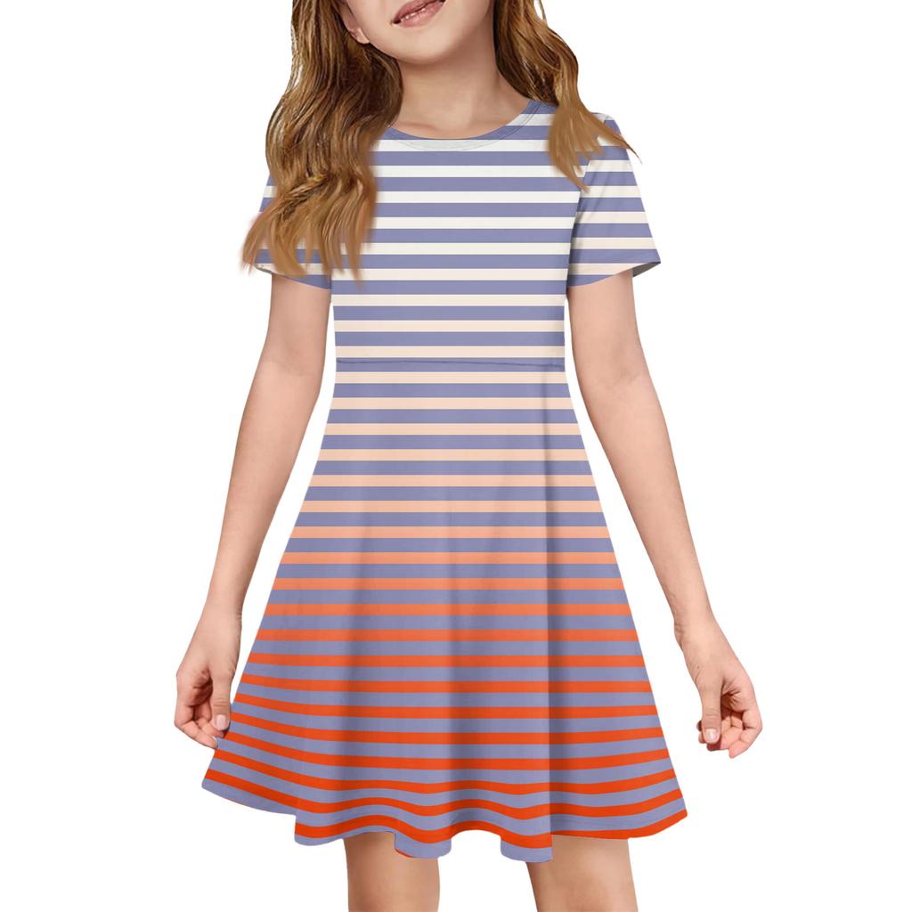 Dziewczęca Sukienka Letnia Kolor & Wzór Krótki Rękaw Z Kieszenią Casualowa Sukienka Krótki Rękaw Sukienka Imprezowa Dzień Wielkanocy