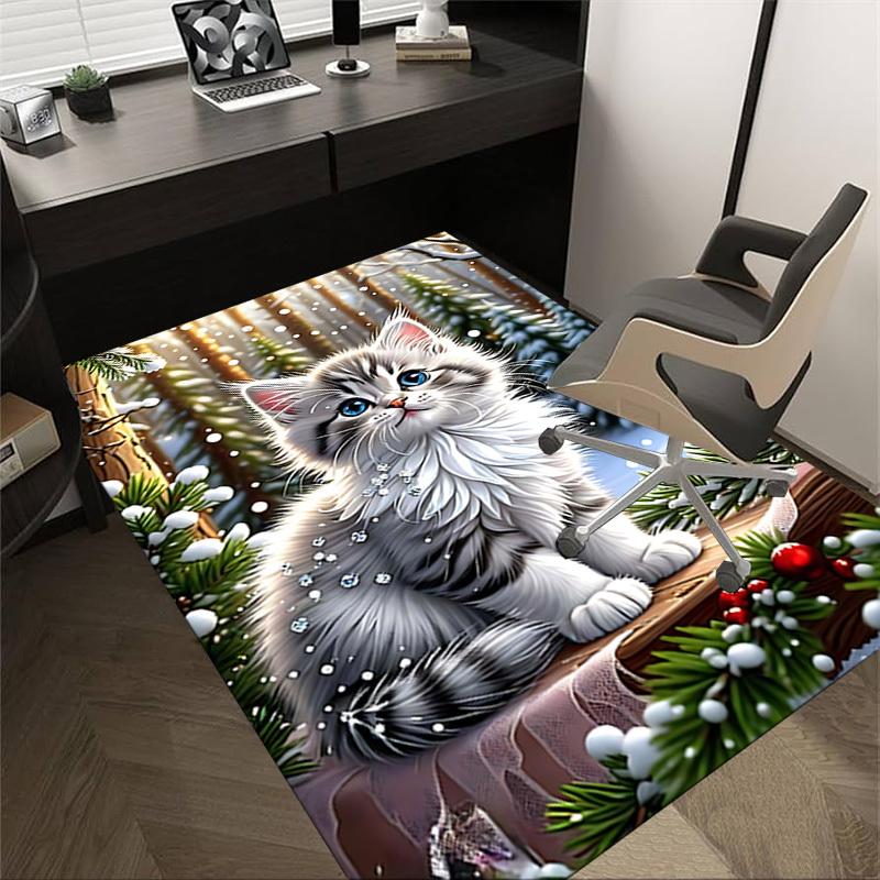 1PC cat snowflake Carpet Ultra Soft, Thick & Absorbent, Non Slip Machine Washable Mat for Entryway