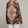Women's Fashion Long Sleeve Print V-Neck Button Loose Cardigan Top