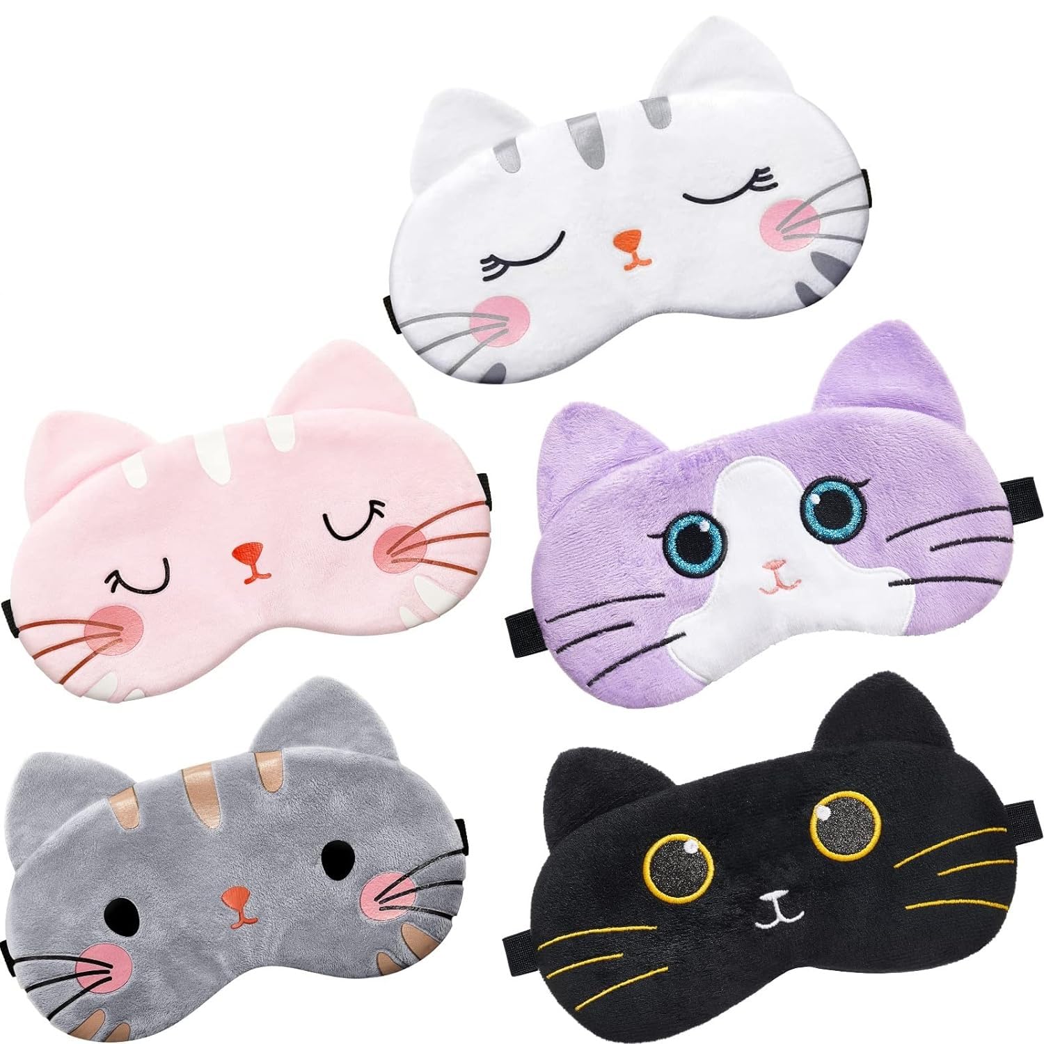 

siawadeky Eye Masks for Set of Cute Cat Print Eye Covers for Restful No Comfortable and Naps with Adjustable Suitable for and Adults Light-Blocking