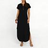 Women's Color Casual Fashion Short Sleeved V-neck Dress