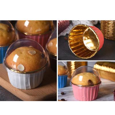 50 pezzi di pirottini di carta per cupcake, coperchi trasparenti per pirottini di carta per muffin