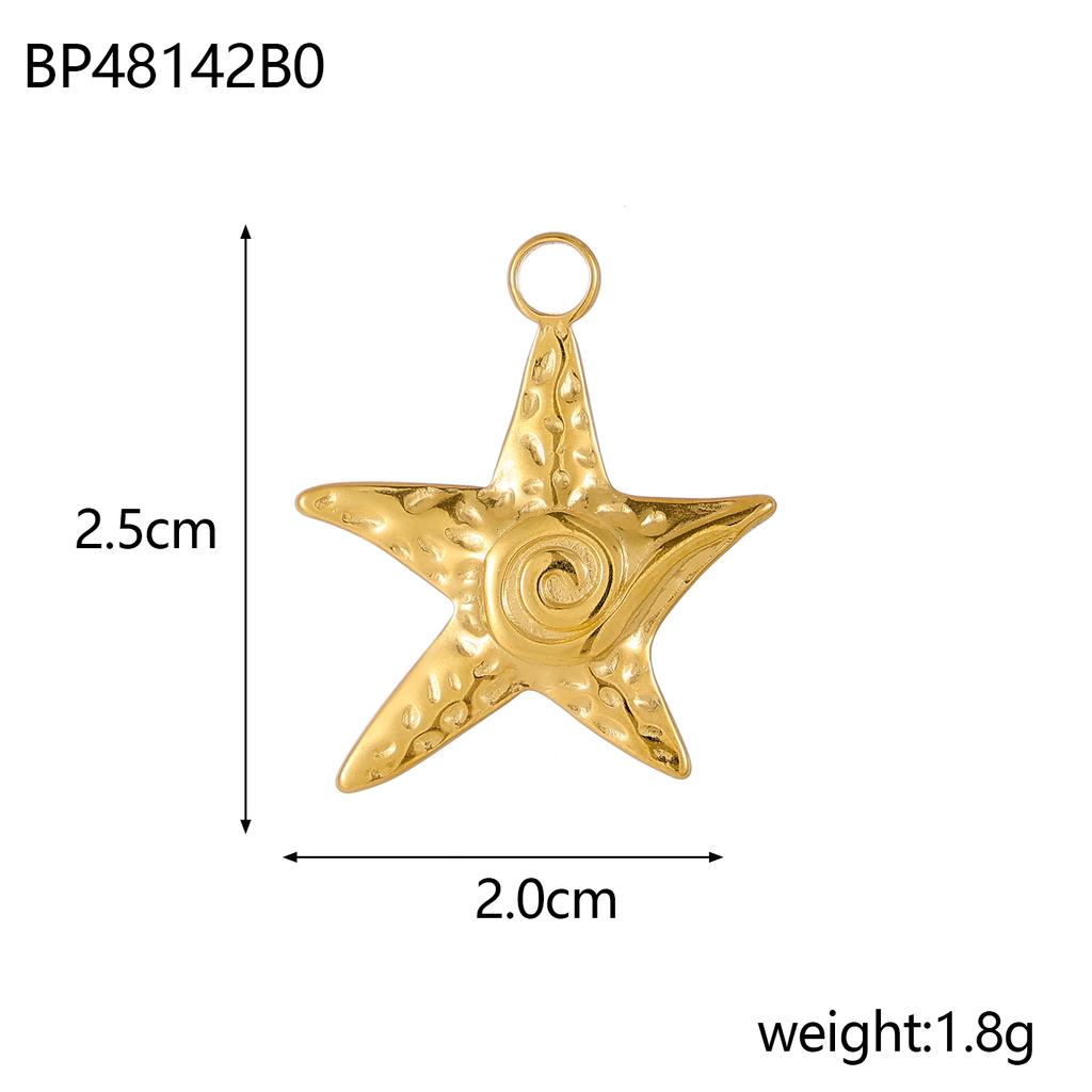 CARLIDANA Hot Selling Summer Fashion Charm Starfish Shell Titanium Steel Plated 18k Gold Color Style Pendant DIY Jewelry