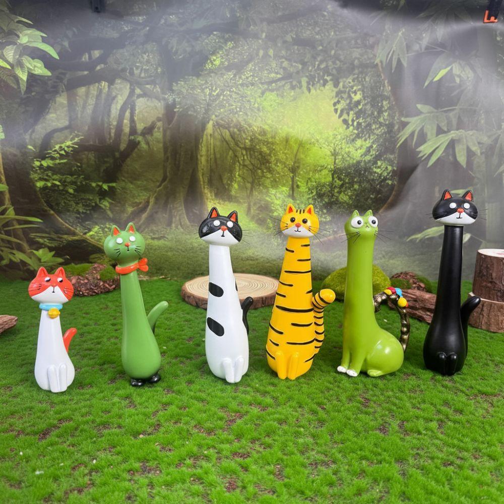 Funny Cat-shaped Vases Ornament Synthetic Resins Desk Decor Handcrafted Quirky Cat Vase Cute Cartoon Style Cat Figurine