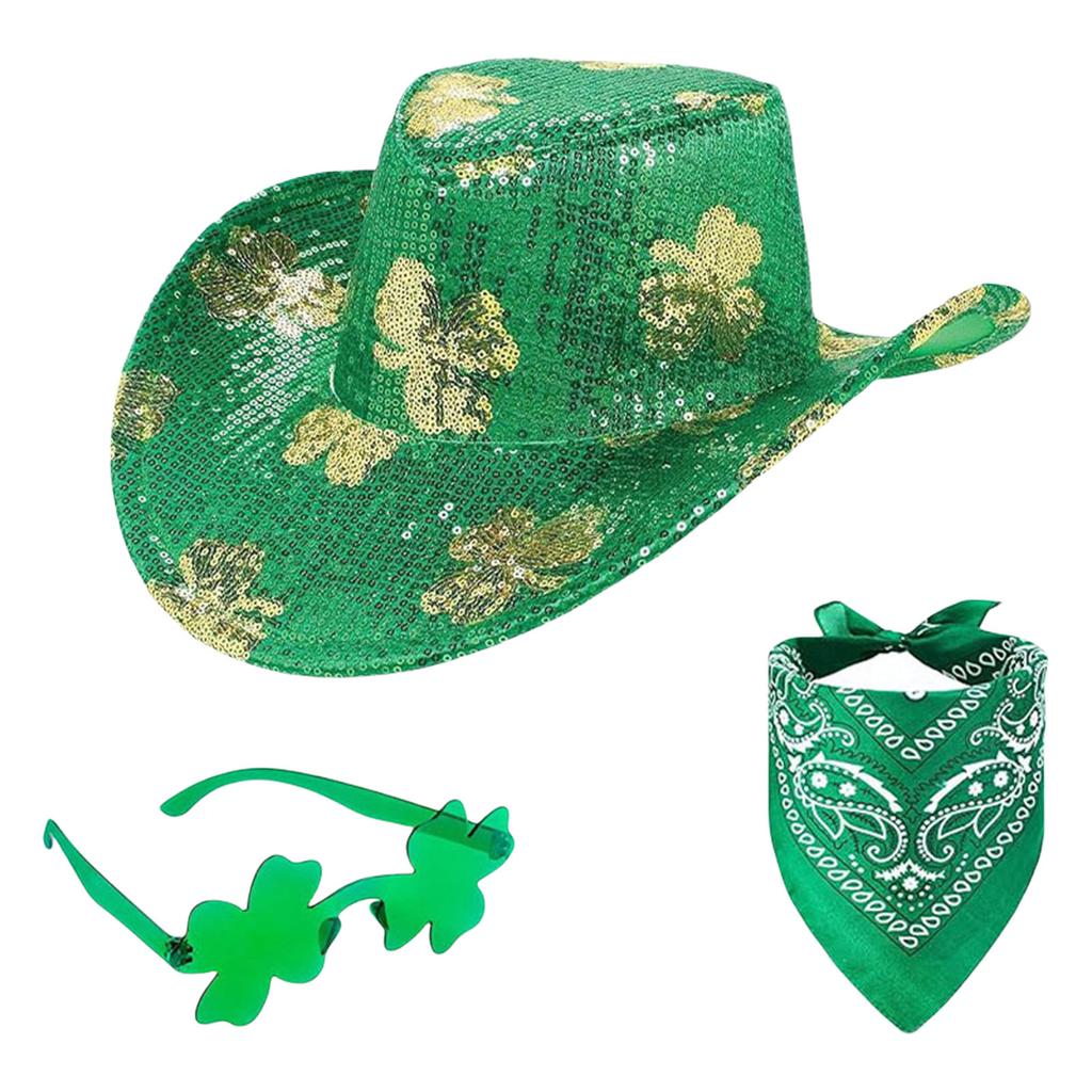 Shamrock Decoration Hat Suit Stage Performances Hat Sequins Celebrations Hat for Festives Parties