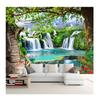 Size Mural Modern 3D Green Tree Wallpaper Waterfalls Landscape Murals Living Room Bedroom Home Decor 3D Wall Stickers