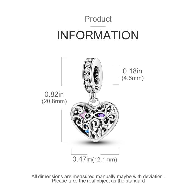Original Charms Copper Hollow Vine Heart-Shaped Pendants Fit Plata Bracelets For Women Jewelry Making Diy Gifts