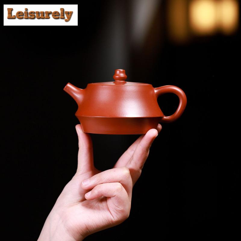 200ml Retro Yixing Purple Clay Teapots Handmade Plinth Pot Raw Ore Dahongpao Mud Tea Maker Kettle With Filter Zisha Tea Set Gift