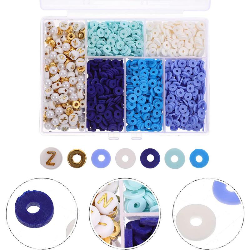 1750PCS/BOX Mix Polymer Clay Acrylic Jewelry Making Kits Soft Pottery Spacer Beads Bracelet Necklace DIY Kits Sets