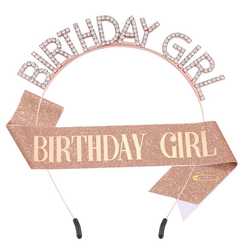 Birthday Girl Rhinestone Headband & Sash Set – Perfect Party Gift & Decoration