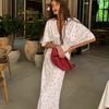 women's Floral Print V Neck Flutter Short Sleeve High Waist Bodycon Mermaid Maxi Dress