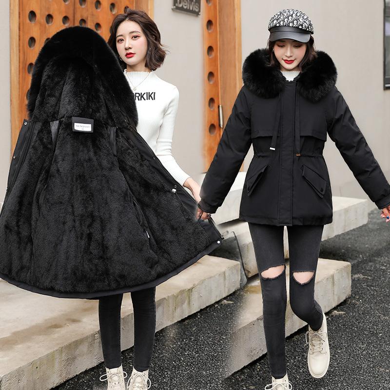 Nuovo cappotto di pelliccia calda e peluche da donna imbottito in cotone invernale