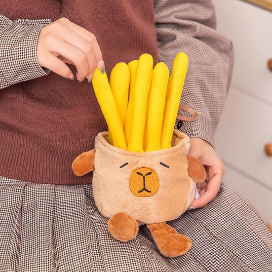 Capybara French Fries Plush Toy Adorable Food-Animal Stuffed Animal Soft Hugging Pillow for Kids Adults