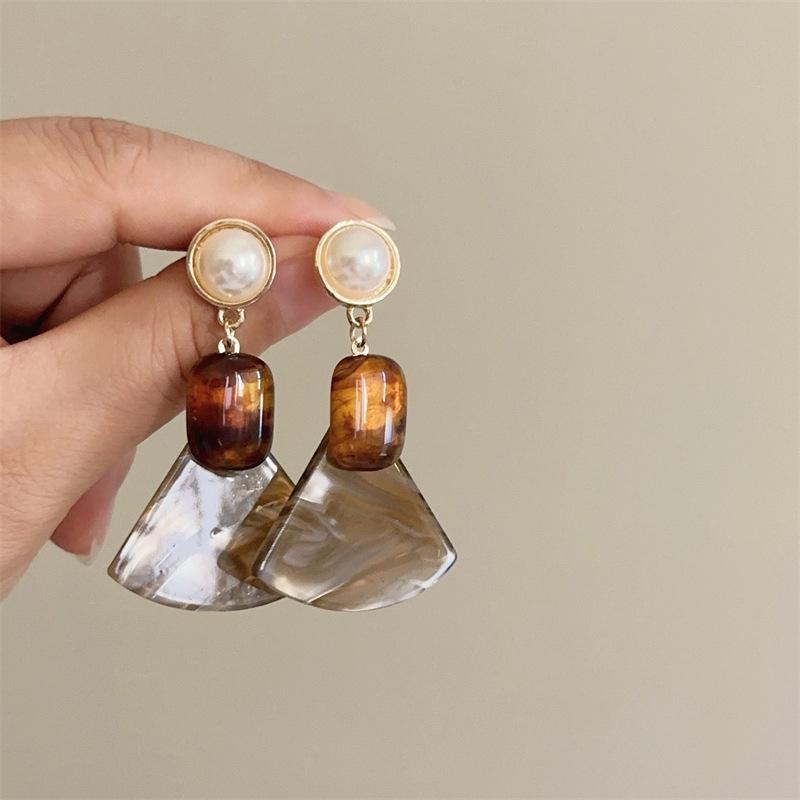 

Винтажные геометрические серьги «Тигровый глаз» - Модный французский стиль