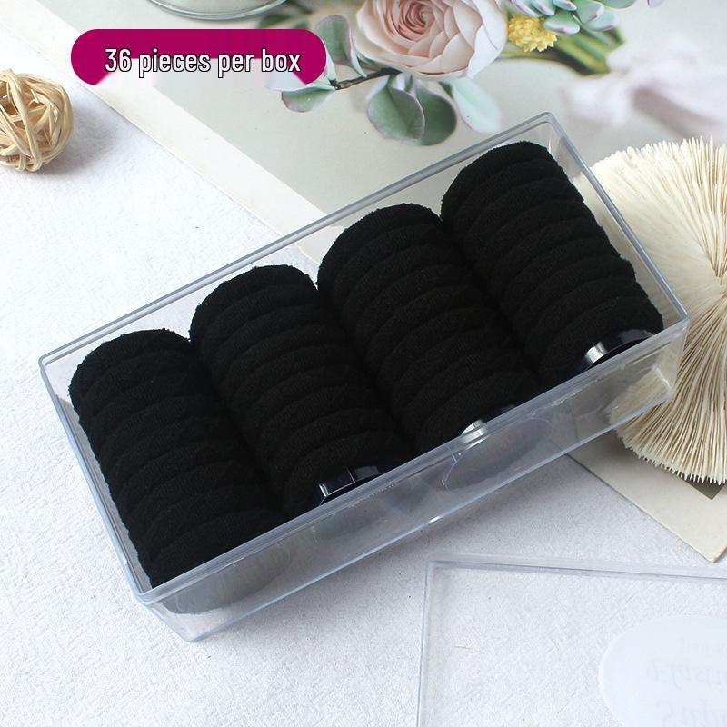 Korean Style Solid Color Hair Ties Set - Simple Flocked Ponytail Holders for Girls