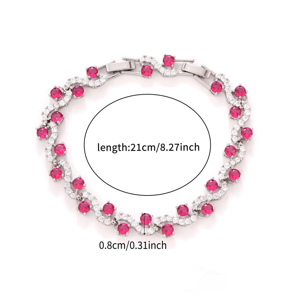 European & American Cross Inlaid Color Gem Bracelet - Luxurious Zirconia Crystal Jewelry for Women