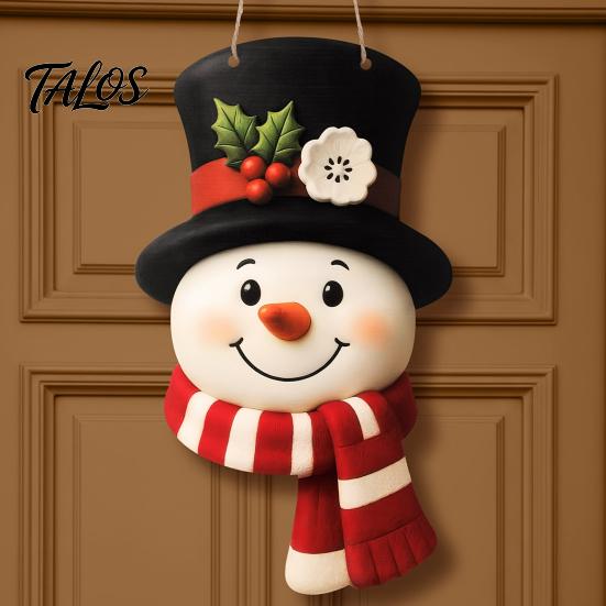 Xmas Tree Hanging Embellishment Christmas Snowman Wooden Sign, Farmhouse Rustic Winter Door Decor, Indoor Home Decorations Welcome Plaque for