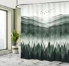 Misty Mountain Shower Curtain Featuring Pine Trees And Bird Silhouettes Serene Scenic View Modern Bathroom Decor Artistic Print