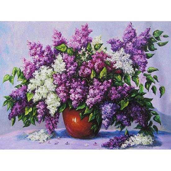 HUACAN DIY 5D Diamond Mosaic Cross Stitch Flowers Handmade Crafts Full Diamond Painting Purple Lavender Pattern