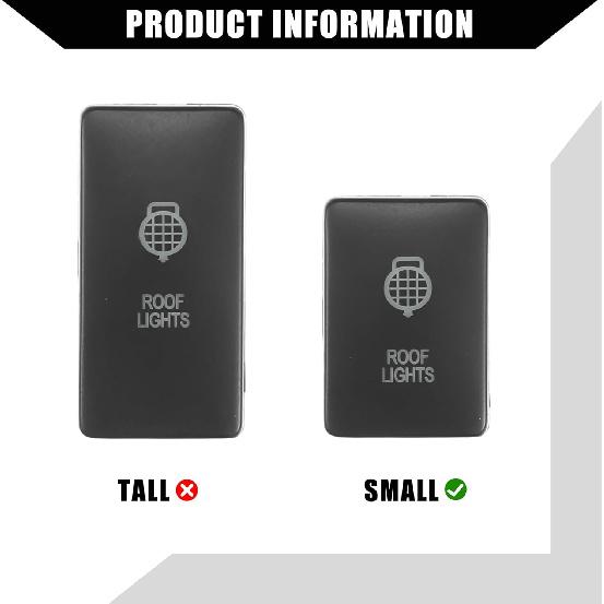 Power Push Button Switch with Connector Wire for Toyota Landcruiser 4Runner / Car Interior LED Light on Off Switch Panel/Waterproof / 1 Set Blue