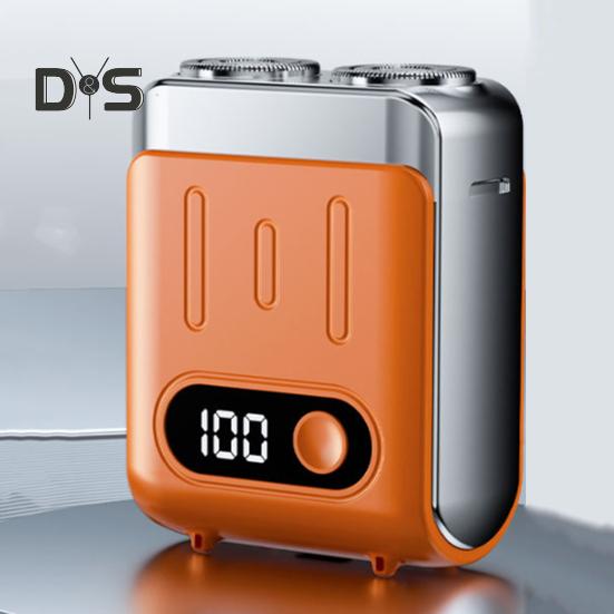 Men Electric Shaver IPX7 Waterproof Mini Pocket Size Shaver USB Rechargeable Cordless Rotary Shaver High-Speed Motor LED Display Portable Shaver