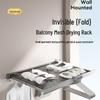 Foldable Balcony Clothes Rack: Retractable, No-Drill, Invisible Drying for Clothes, Shoes, and Socks.
